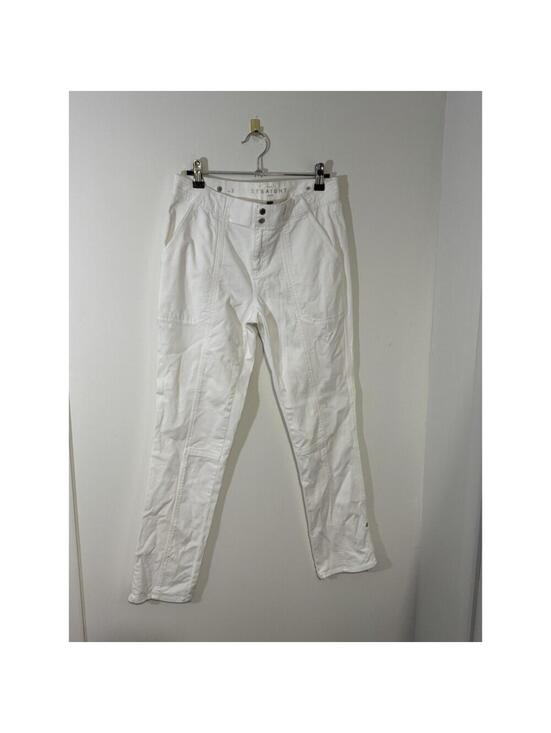 White House Black Market Pants - White House Black Market Women's White Cotton Cropped Straight Pants Pockets